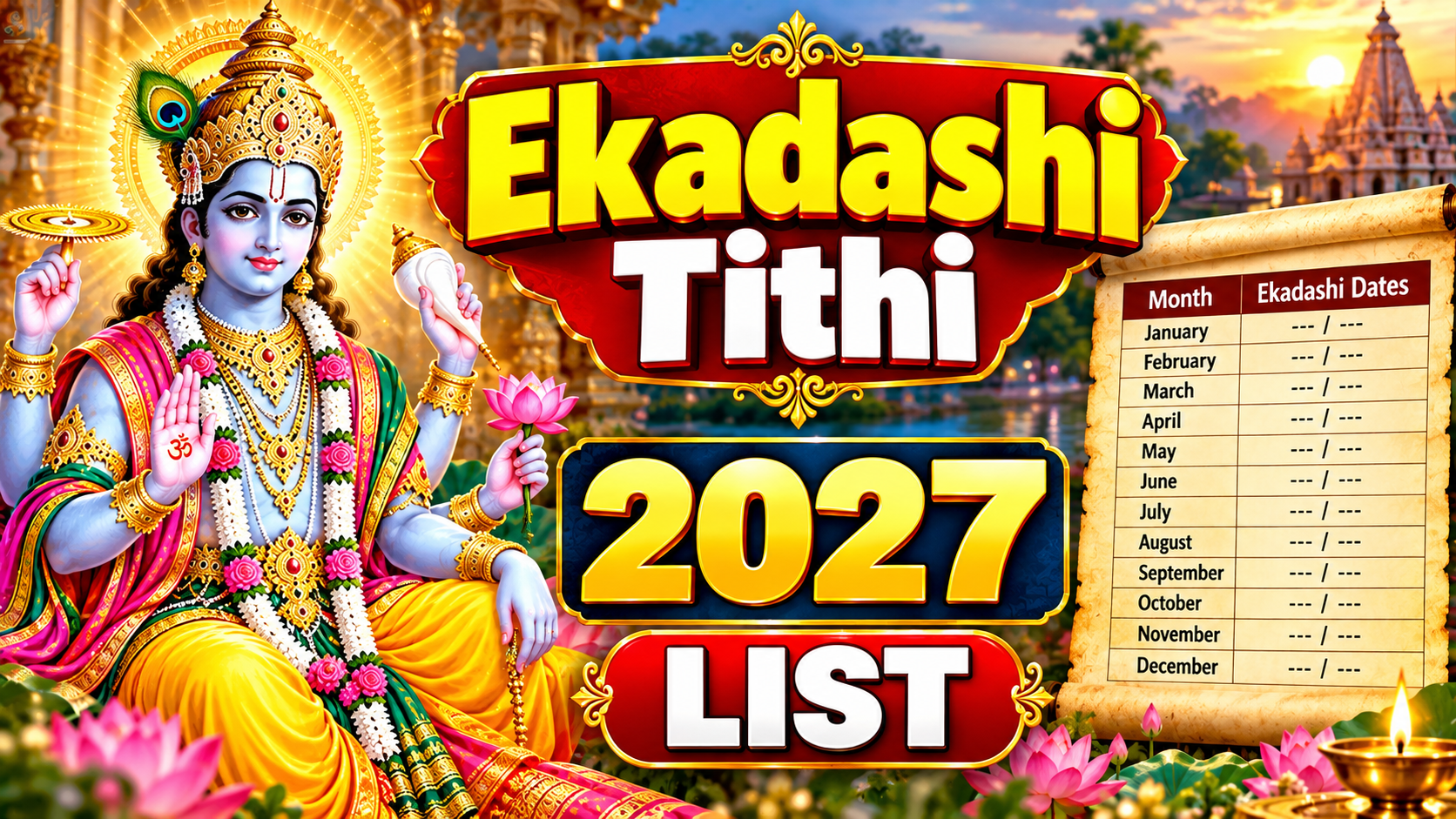 Ekadashi Tithi 2027 List